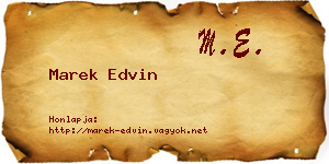 Marek Edvin névjegykártya